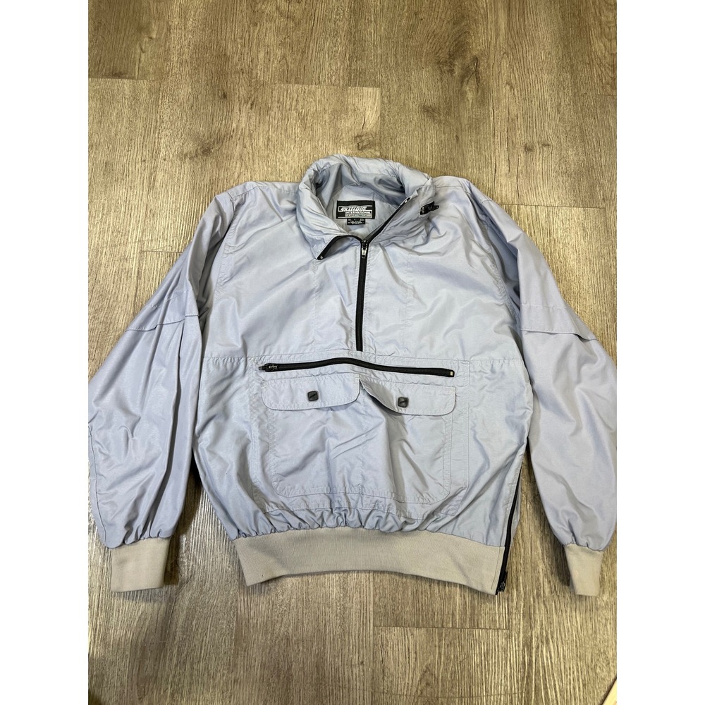 Skilique International Vintage Anorak Jacket Blue Gray Quarter Zip Mens Large